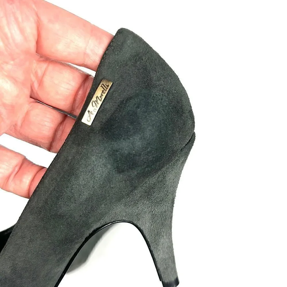 New Andrea Morelli Italy Gray Suede Pumps Heels EUR 36 US 6